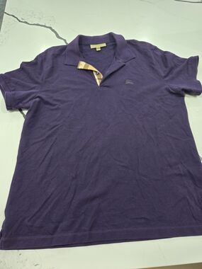 Burberry Purple Short Sleeve Polo with Signature Check Placket